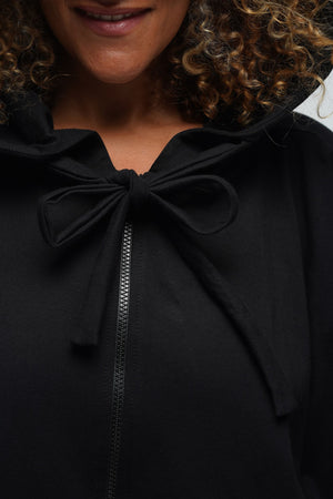 Oversized Balloon Hoodie with Zip in Black