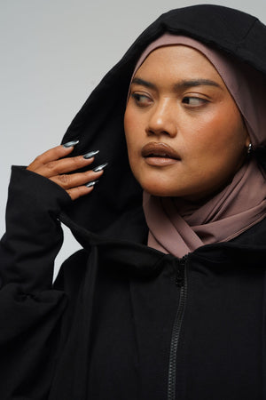 Oversized Balloon Hoodie with Zip in Black