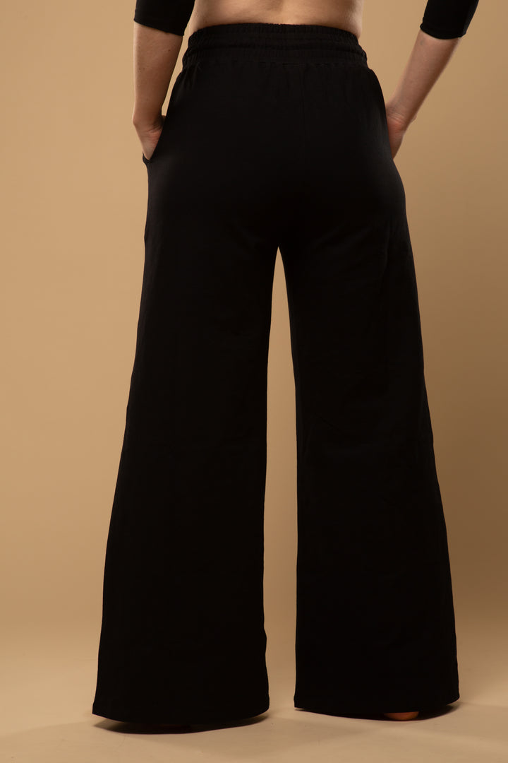 Trackie Trousers Wide Leg Tall in Black