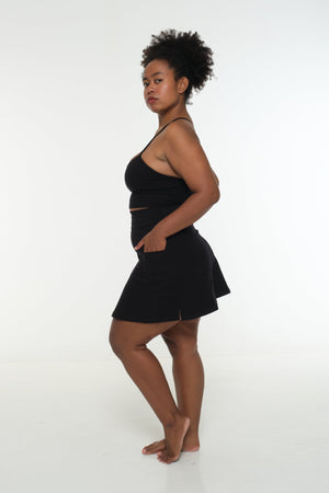 A-Line Mini Skirt with splits and pockets in Black - Manners London