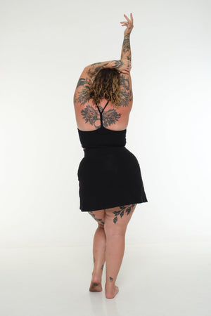 A-Line Mini Skirt with splits and pockets in Black - Manners London