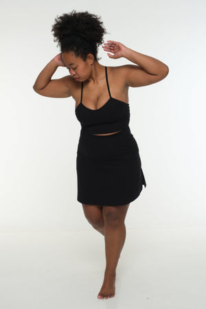 A-Line Mini Skirt with splits and pockets in Black - Manners London