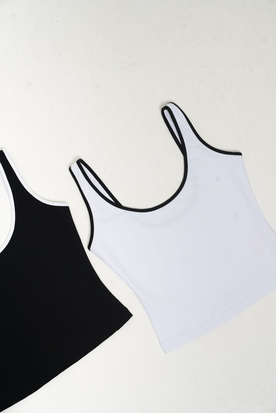 Api Crop Top in Black (White piping) / White (Black piping) 2 Pack - Manners London