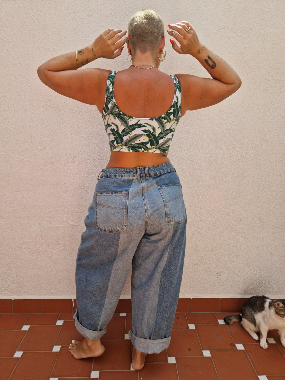 Api Crop Top in Green Leaf - Manners London
