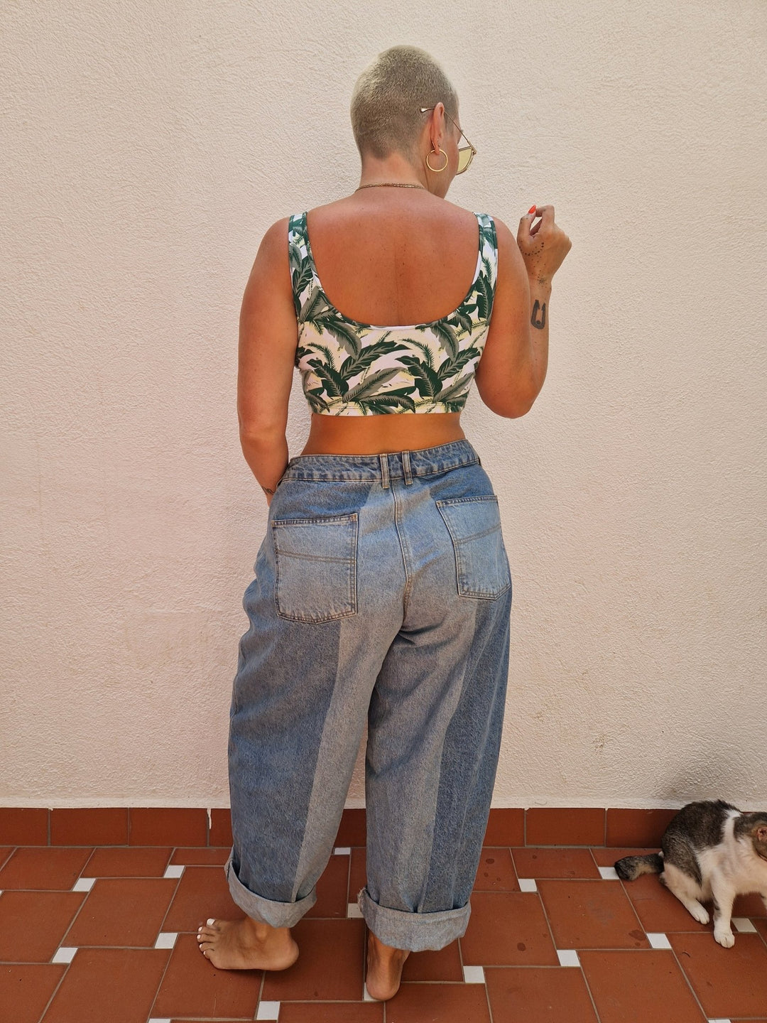 Api Crop Top in Green Leaf - Manners London