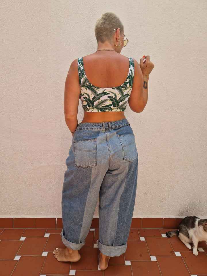 Api Crop Top in Green Leaf - Manners London