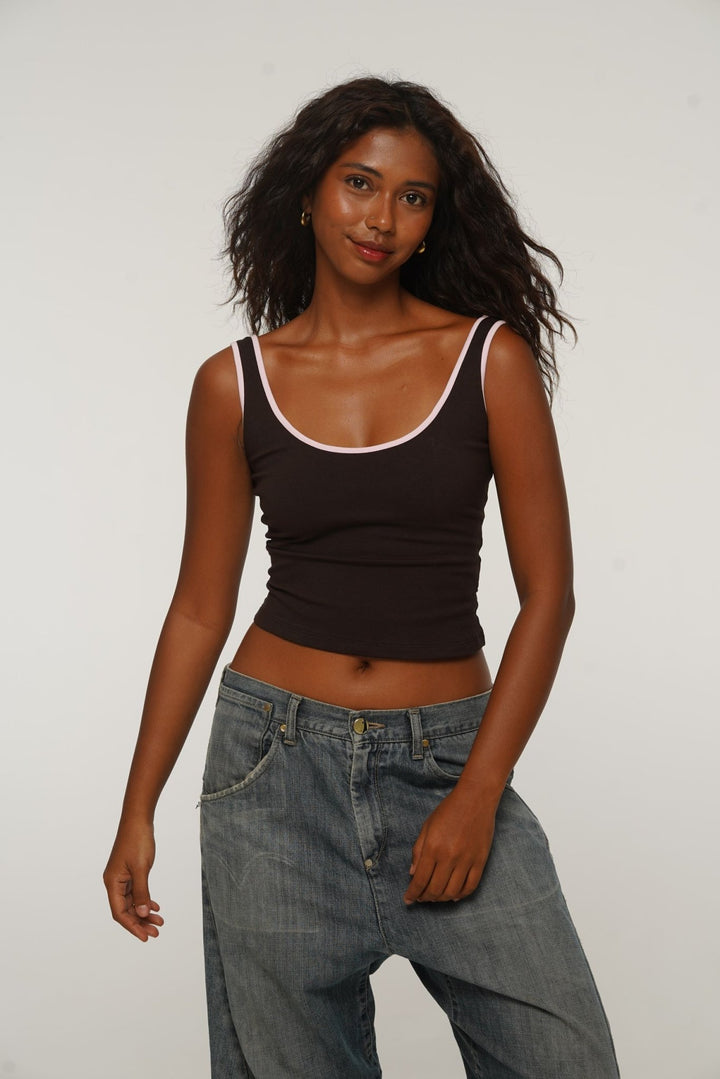 Api Mid Crop Top in Cafe/Pastel Pink - Manners London