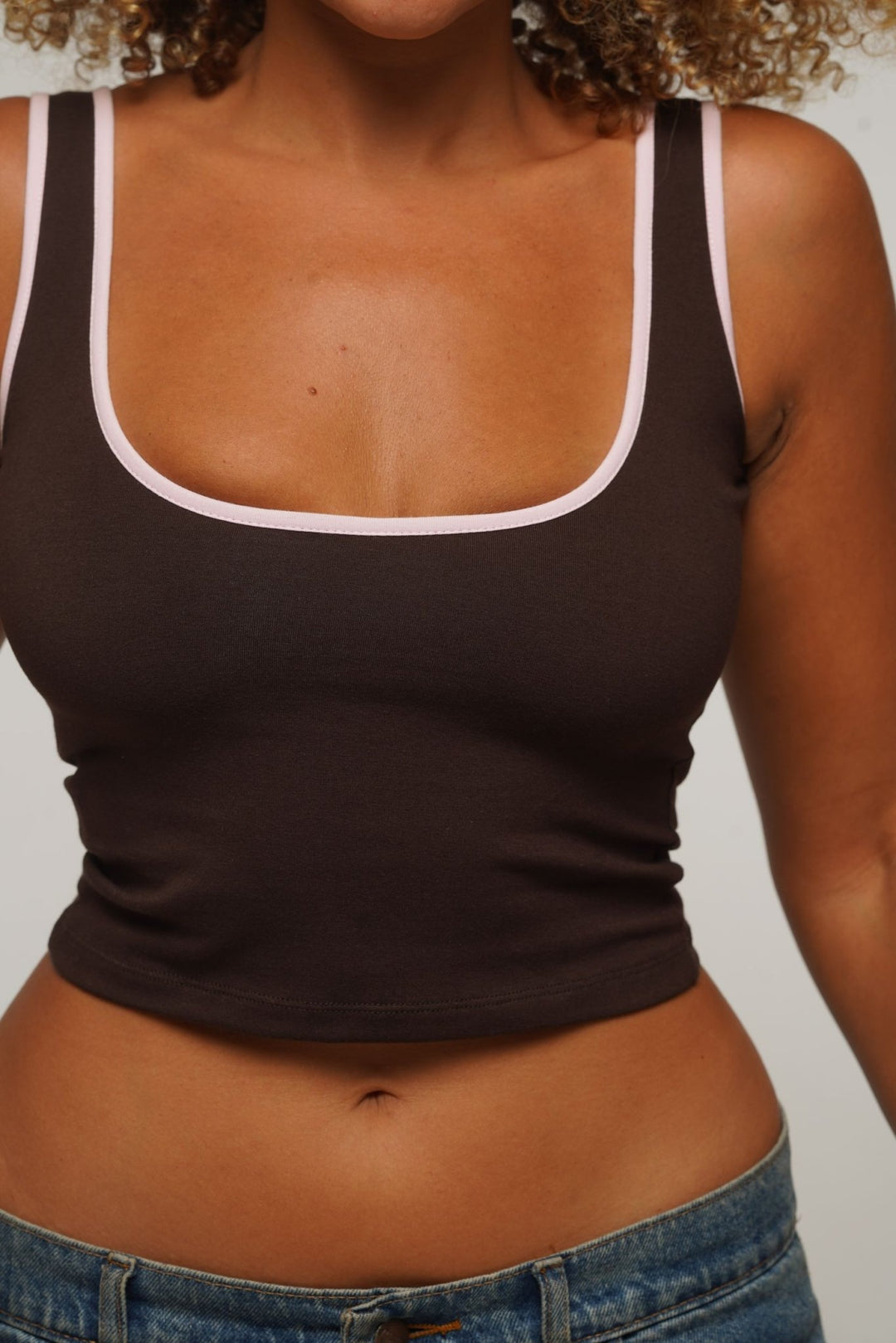 Api Mid Crop Top in Cafe/Pastel Pink - Manners London