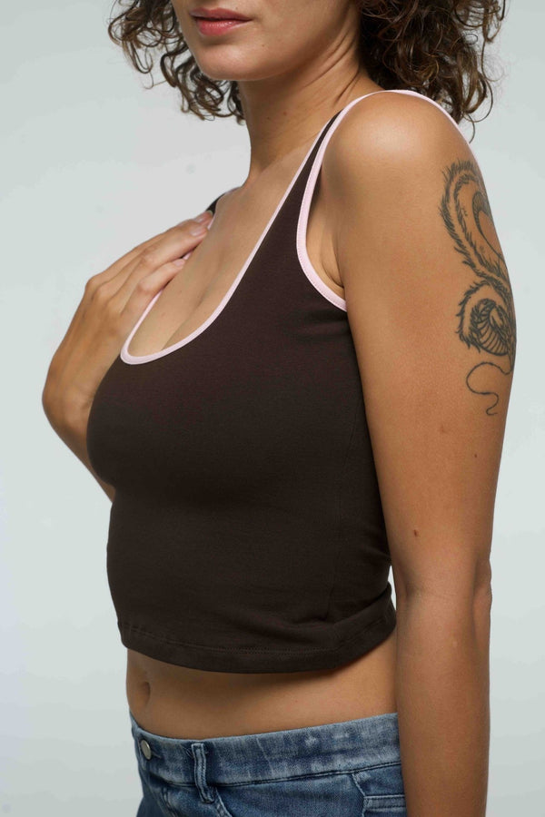 Api Mid Crop Top in Cafe/Pastel Pink - Manners London