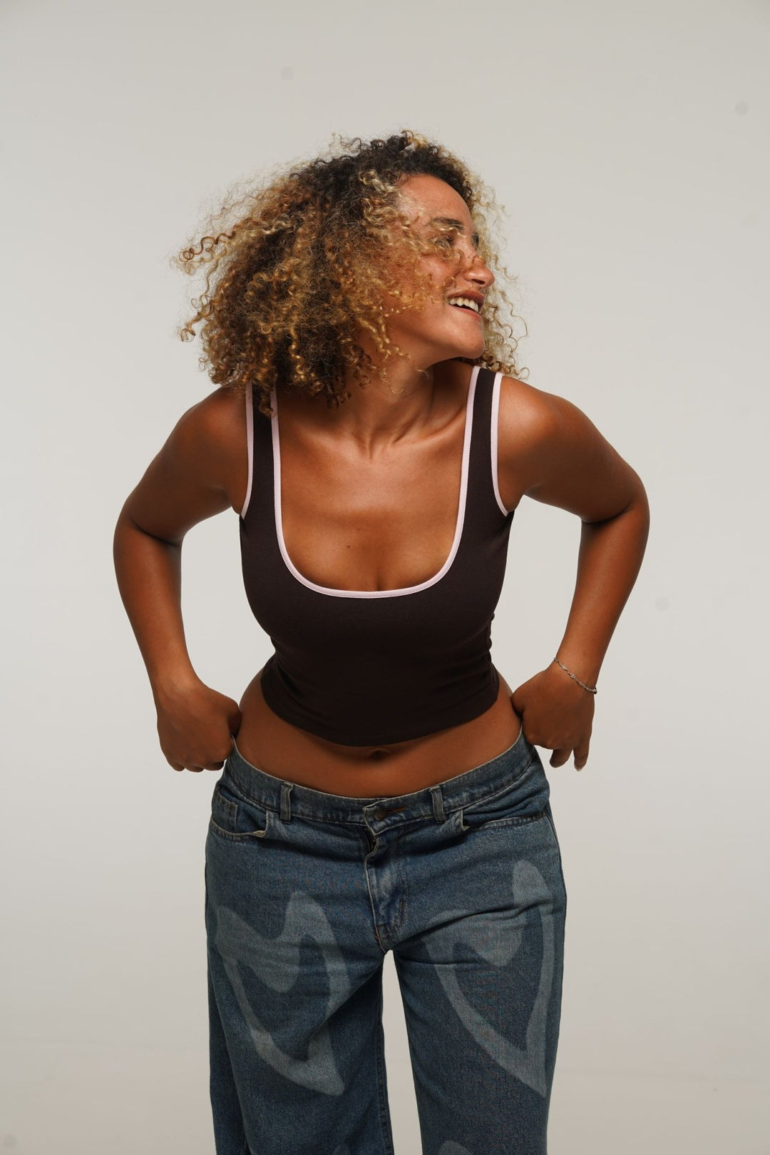 Api Mid Crop Top in Cafe/Pastel Pink - Manners London