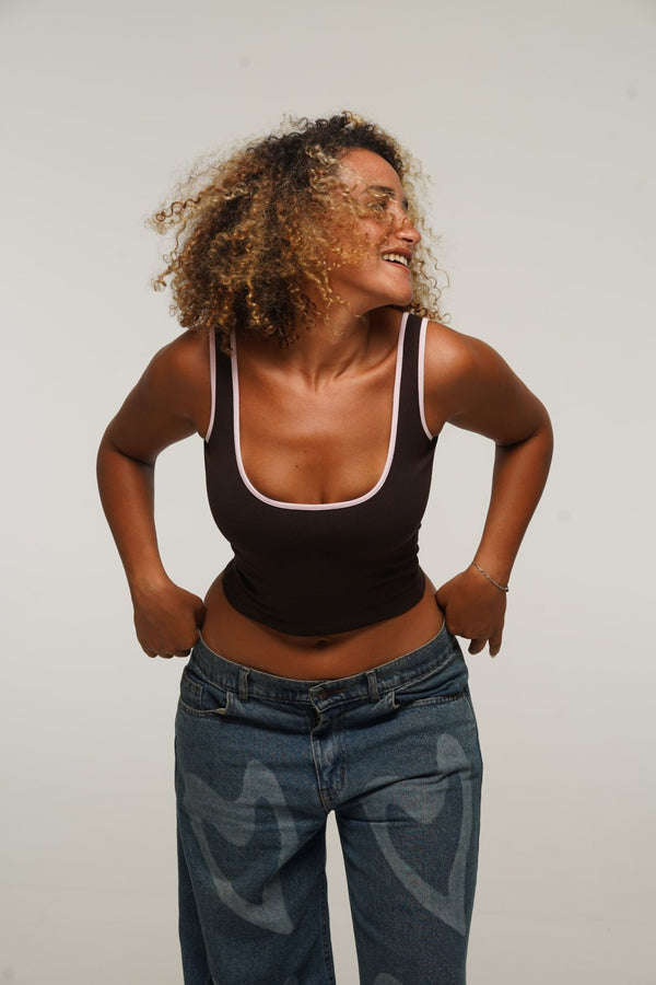 Api Mid Crop Top in Cafe/Pastel Pink - Manners London