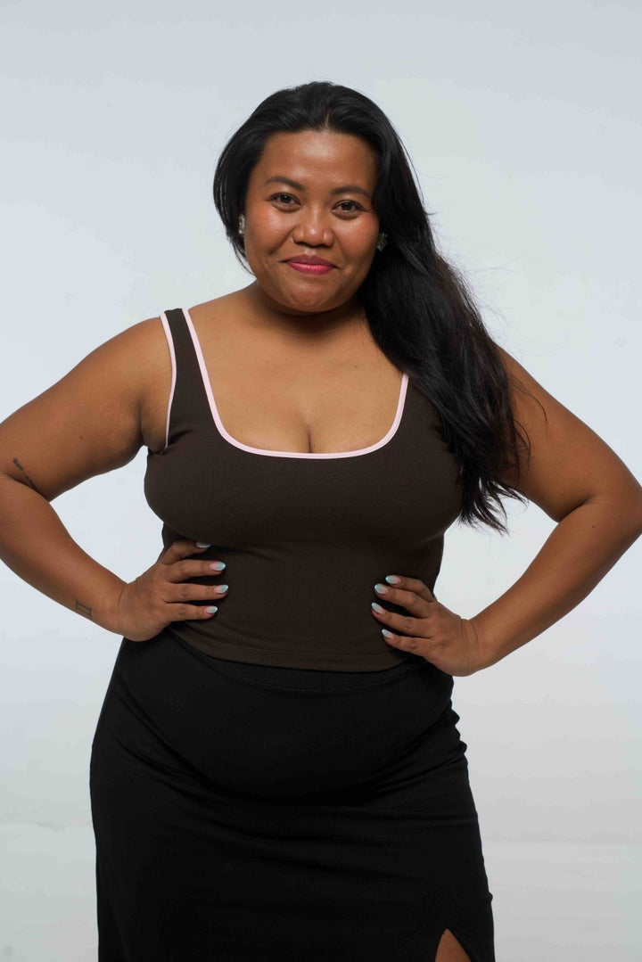 Api Mid Crop Top in Cafe/Pastel Pink - Manners London