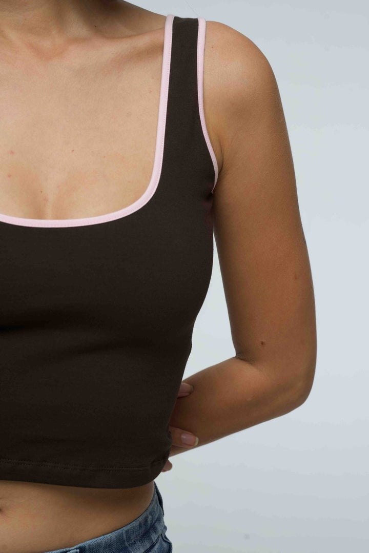 Api Mid Crop Top in Cafe/Pastel Pink - Manners London