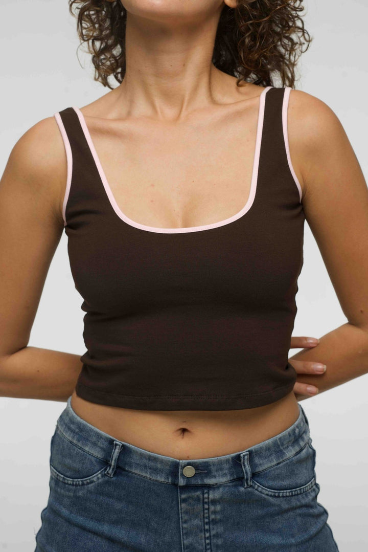 Api Mid Crop Top in Cafe/Pastel Pink - Manners London