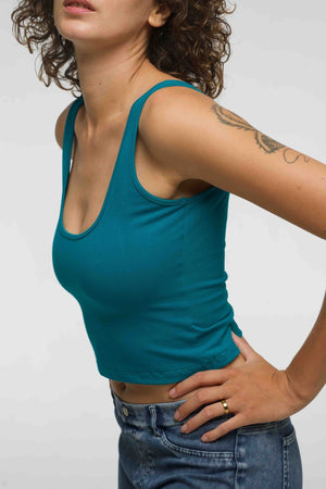 Api Mid Crop Top in Deep Turquoise - Manners London