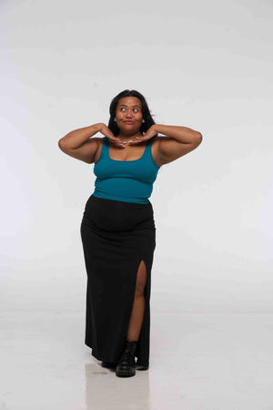 Api Mid Crop Top in Deep Turquoise - Manners London