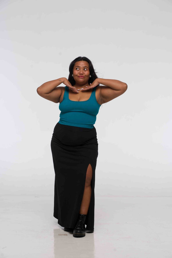 Api Mid Crop Top in Deep Turquoise - Manners London