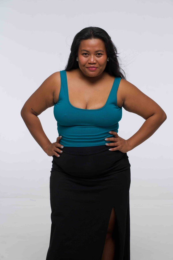 Api Mid Crop Top in Deep Turquoise - Manners London