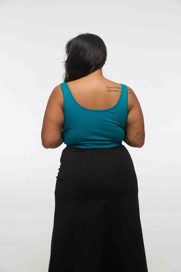 Api Mid Crop Top in Deep Turquoise - Manners London