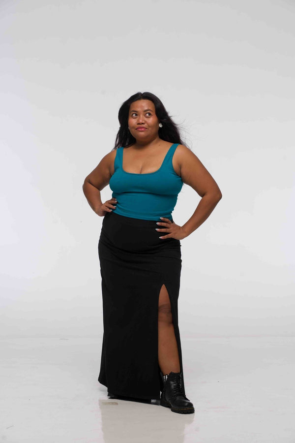 Api Mid Crop Top in Deep Turquoise - Manners London