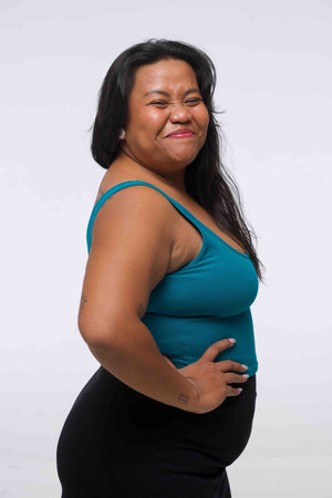 Api Mid Crop Top in Deep Turquoise - Manners London