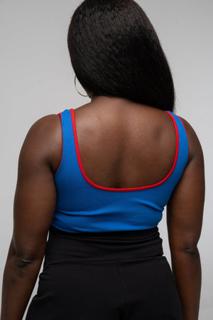 Api Mid Crop Top in Forgetmenot / Red edging - Manners London