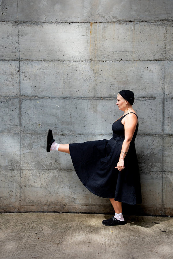 Asri Api Dress Midi in Black - Manners London