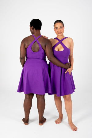 Asri Cross Back Mini Dress In T.Purple - Manners London
