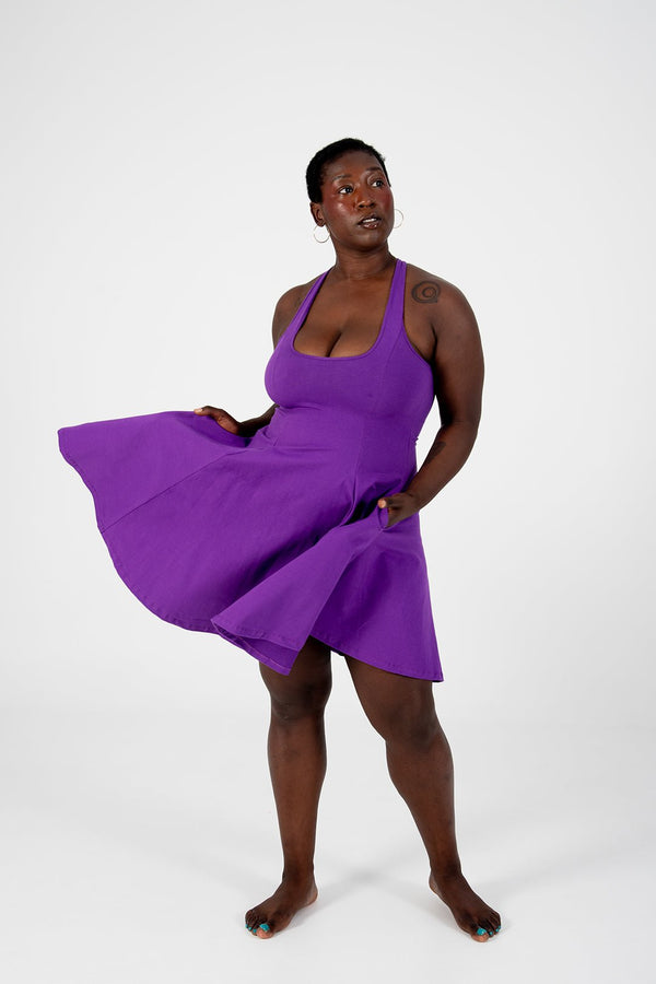 Asri Cross Back Mini Dress In T.Purple - Manners London