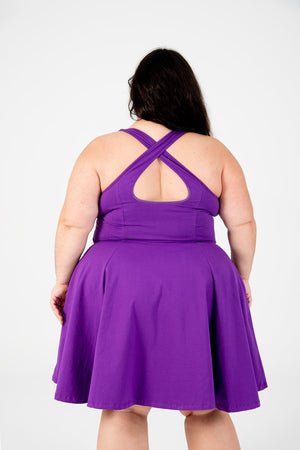 Asri Cross Back Mini Dress In T.Purple - Manners London