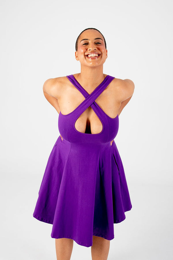Asri Cross Back Mini Dress In T.Purple - Manners London