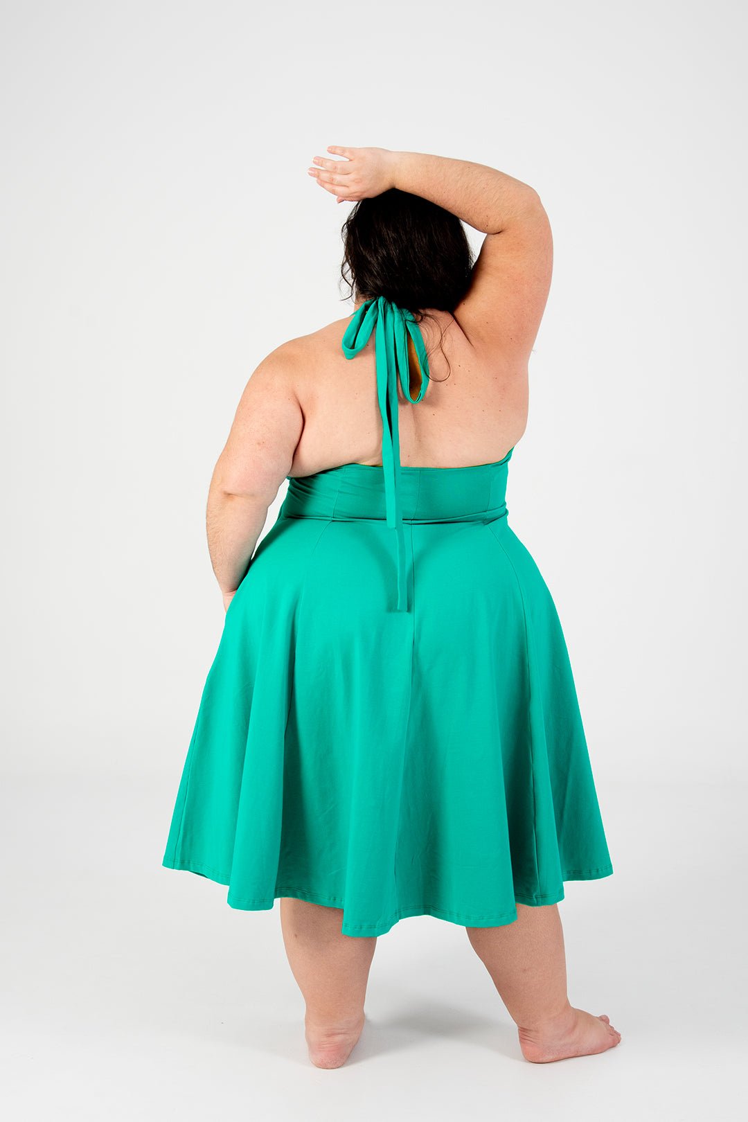 Asri Dress Beela Neck Midi in Teal - Manners London