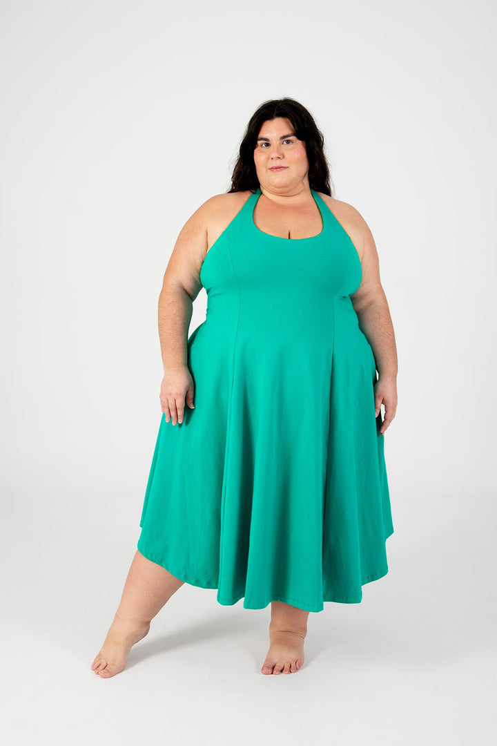 Asri Dress Beela Neck Midi in Teal - Manners London