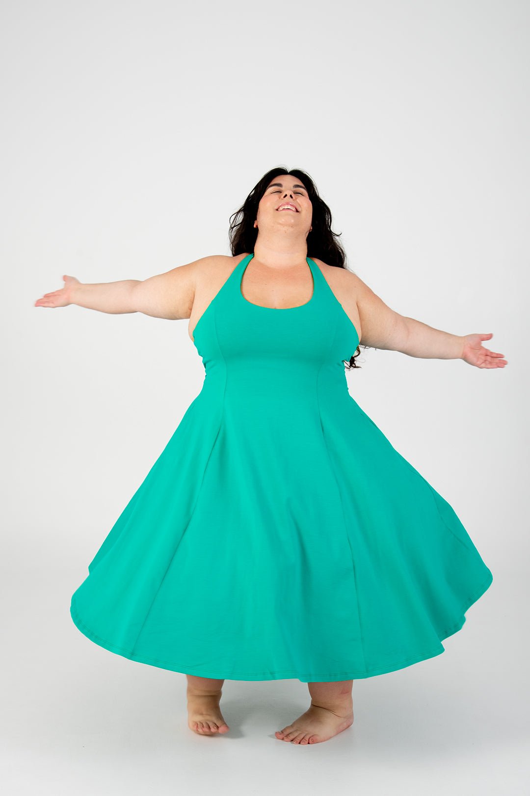 Asri Dress Beela Neck Midi in Teal - Manners London