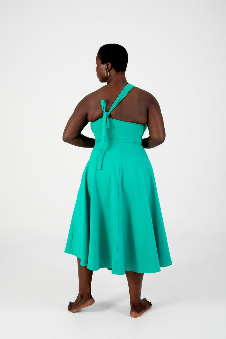 Asri Dress Beela Neck Midi in Teal - Manners London