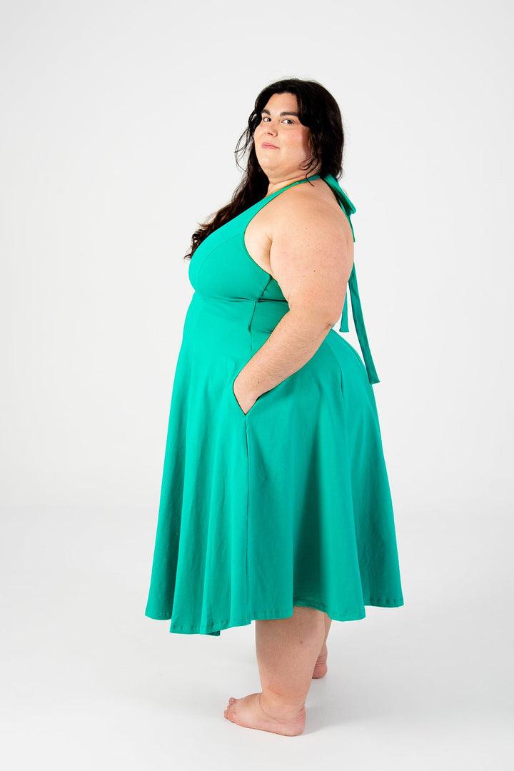 Asri Dress Beela Neck Midi in Teal - Manners London