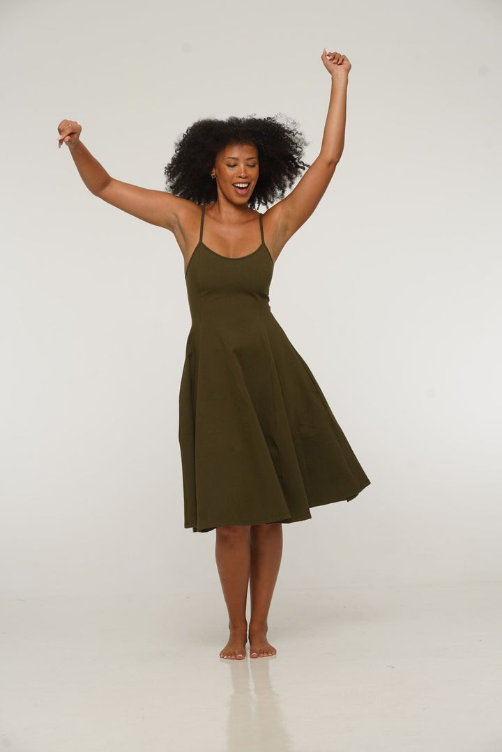 Asri dress in Khaki Green - Limited Addition - Manners London