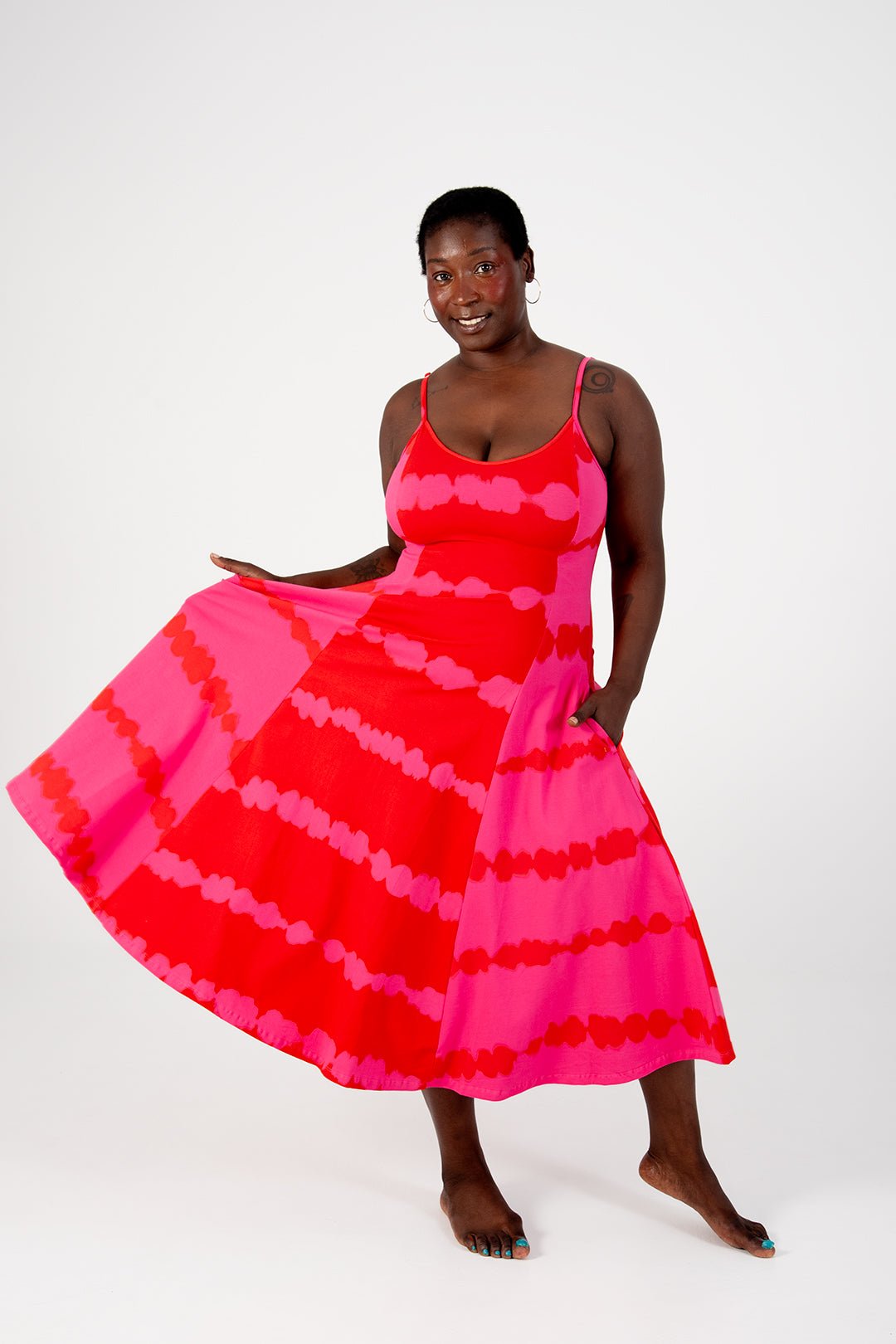 Asri Dress Midi in All the Pinks - Manners London