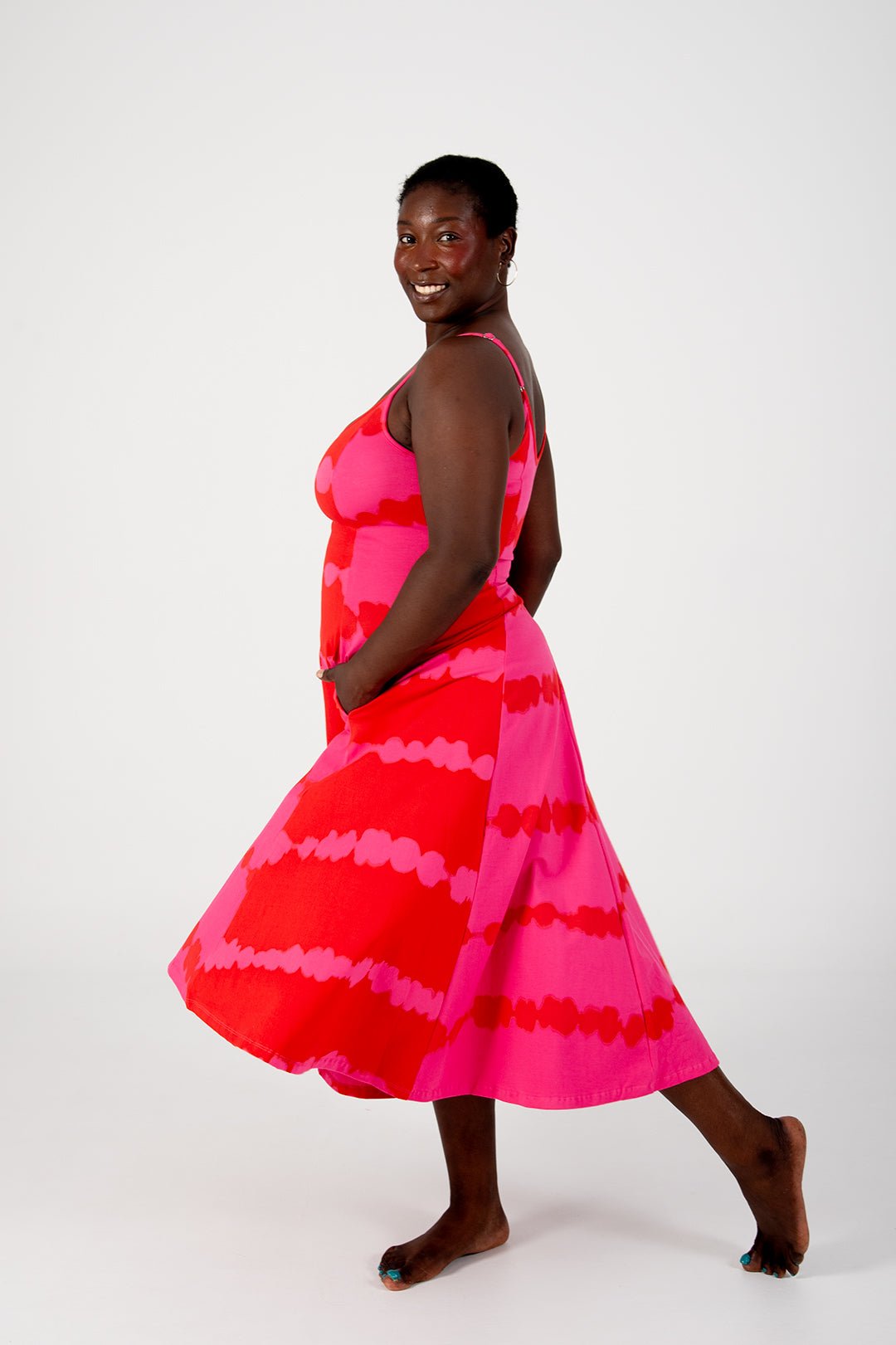 Asri Dress Midi in All the Pinks - Manners London