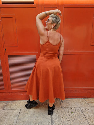 Asri Dress Midi in Burnt Orange - Manners London