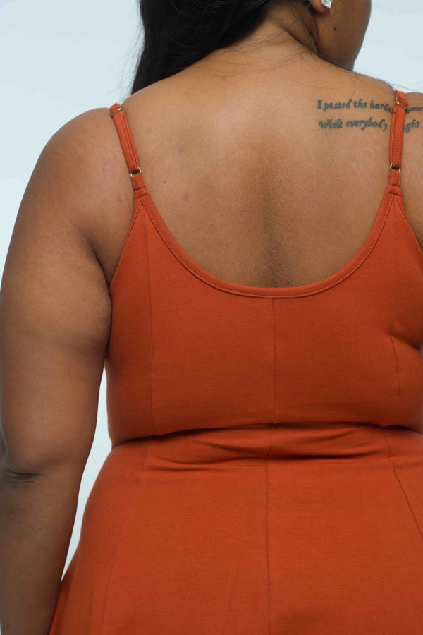 Asri Dress Midi in Burnt Orange - Manners London