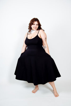 Asri Dress Midi Petite in Black - Manners London