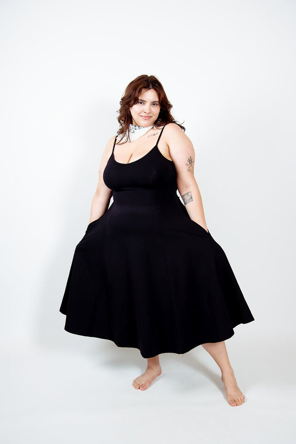 Asri Dress Midi Petite in Black - Manners London