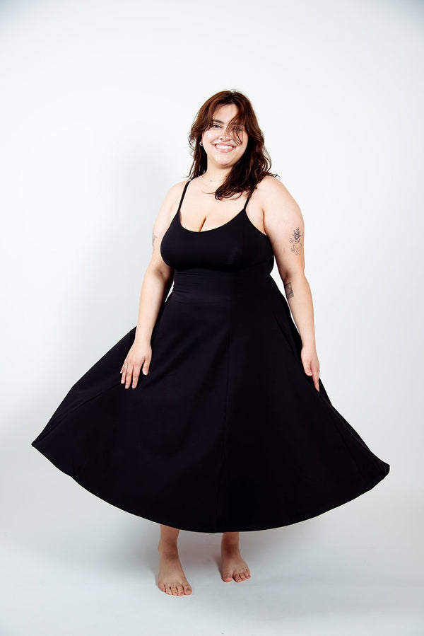 Asri Dress Midi Petite in Black - Manners London