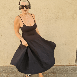 Asri Dress Midi Petite in Black - Manners London