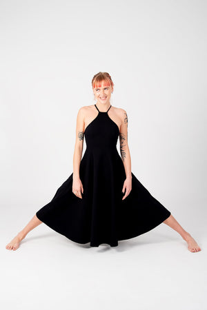 Asri Point Neck Midi Dress in Black - Manners London