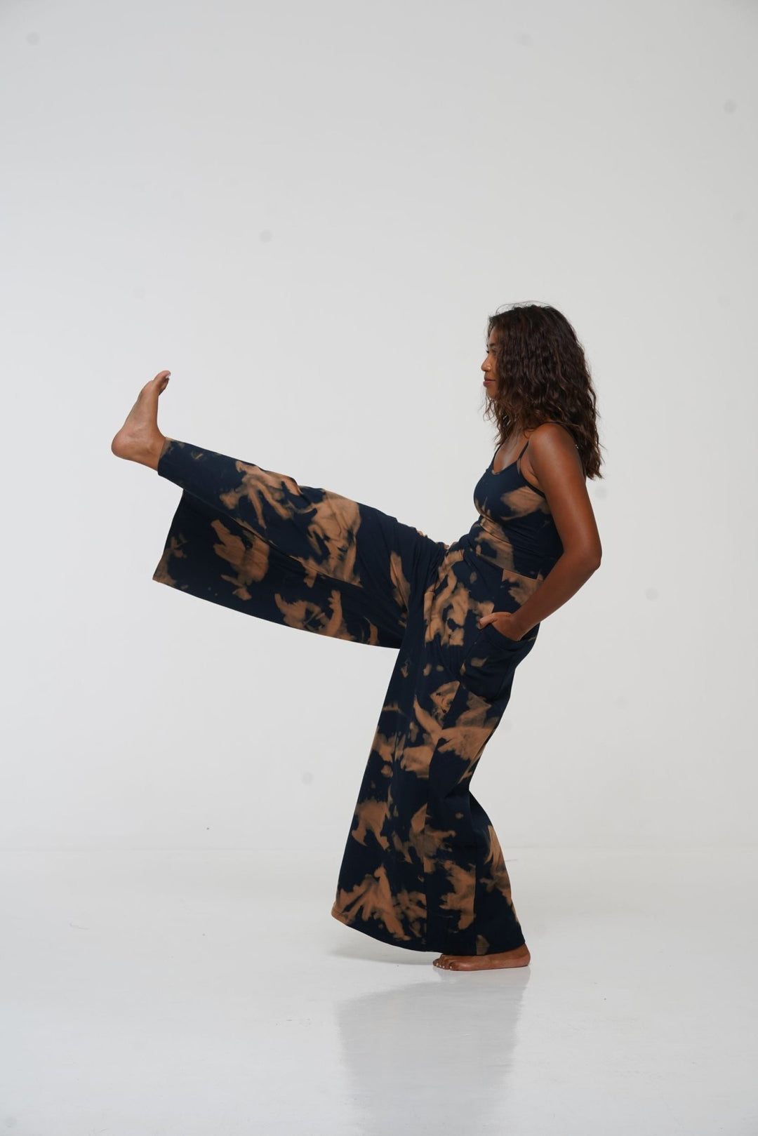 Asri Wide Leg Jumpsuit in Acid Wash with pockets - Manners London