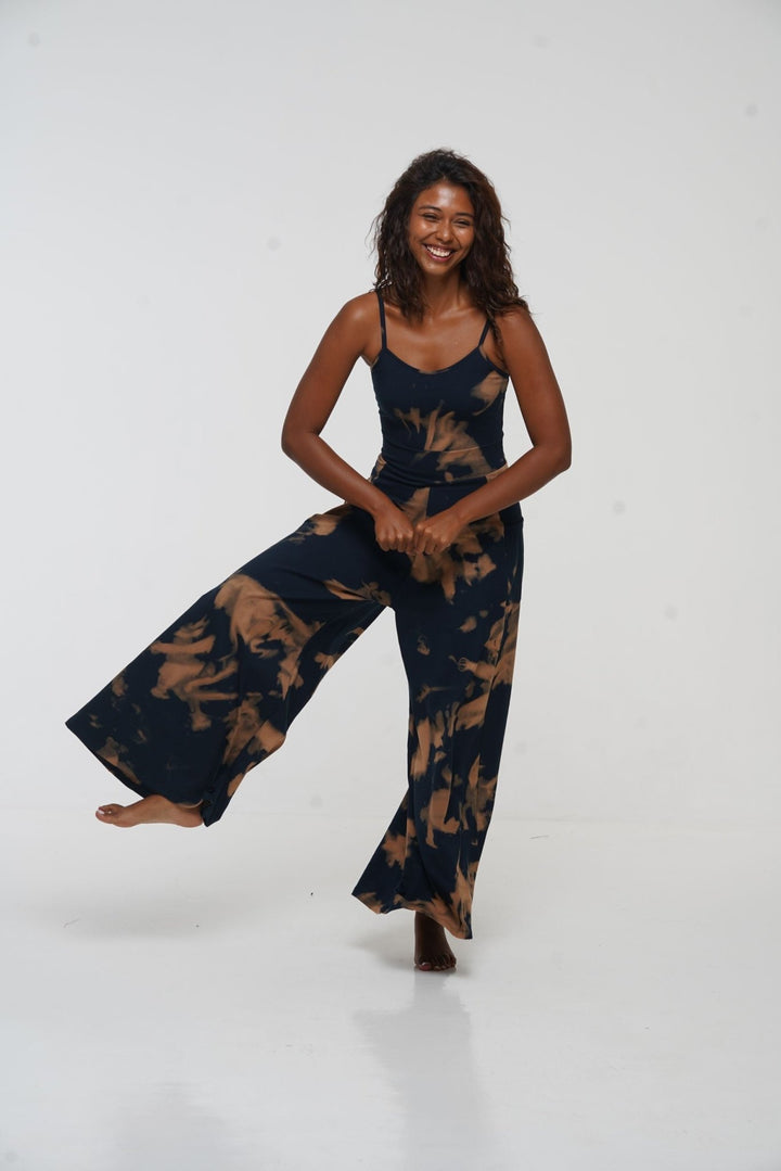 Asri Wide Leg Jumpsuit in Acid Wash with pockets - Manners London