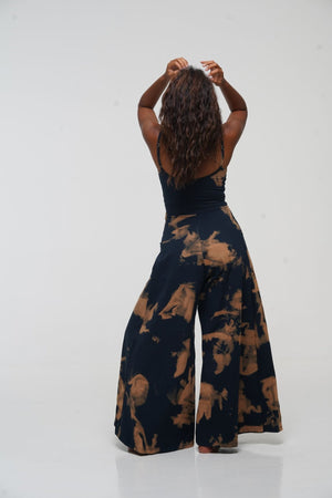 Asri Wide Leg Jumpsuit in Acid Wash with pockets - Manners London