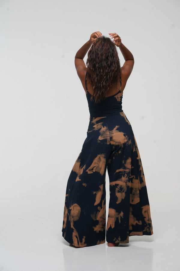 Asri Wide Leg Jumpsuit in Acid Wash with pockets - Manners London